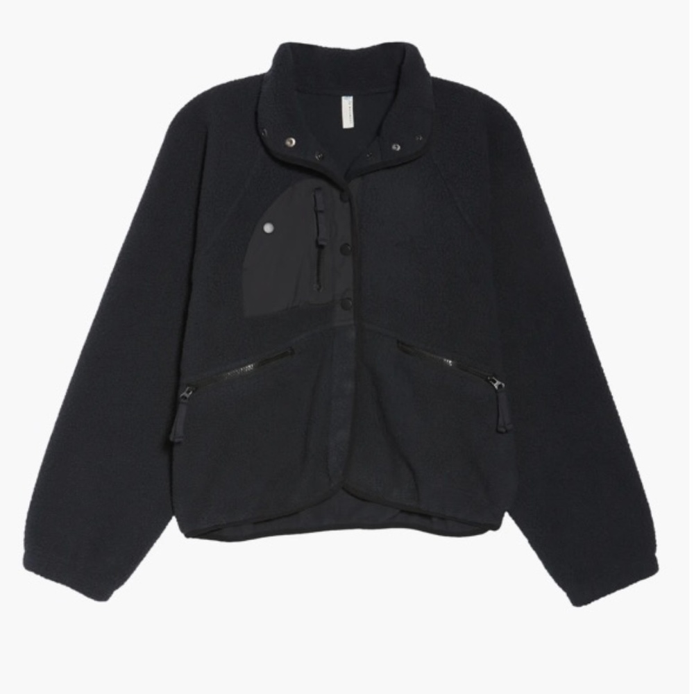 Free People FP Movement Hit the Slopes Fleece Jacket Black Medium